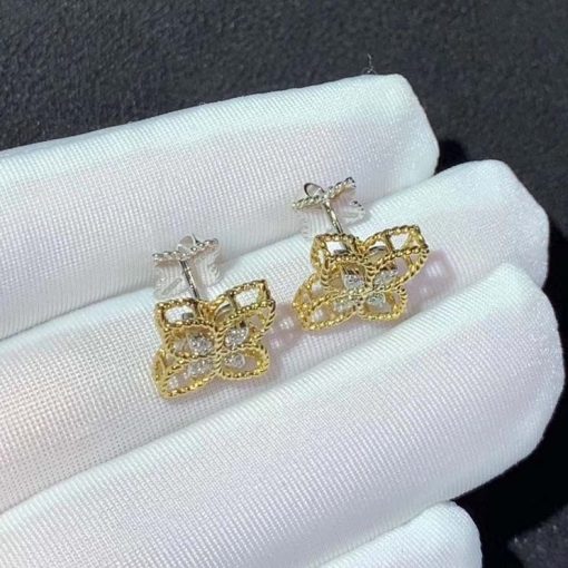 Roberto Coin Princess Flower Earrings In 18k Gold With Diamonds Small Version (2)