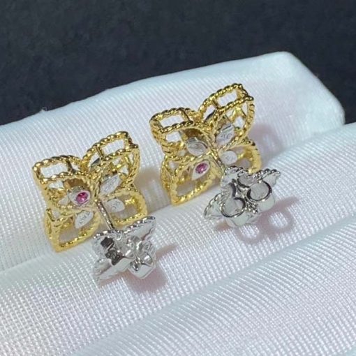 Roberto Coin Princess Flower Earrings In 18k Gold With Diamonds Small Version (3)