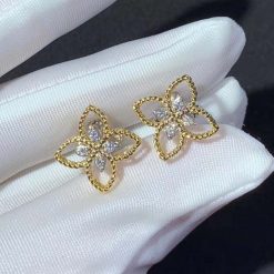 Roberto Coin Princess Flower Earrings In 18k Gold With Diamonds Small Version (5)