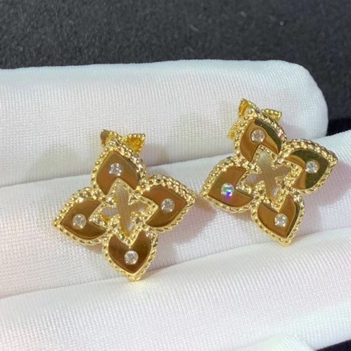 Roberto Coin 18K Petite Venetian Princess Satin Stud Earring W. Diamond Accent