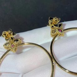 Roberto Coin Princess Flower Earrings Hoop In 18k Gold With Diamonds Small Version (3)