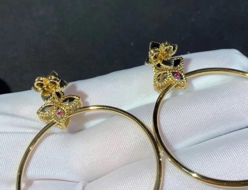 Roberto Coin Princess Flower Earrings Hoop In 18k Gold With Diamonds Small Version (3)