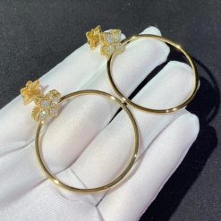 Roberto Coin Princess Flower Earrings Hoop In 18k Gold With Diamonds Small Version (5)