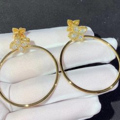 Roberto Coin Princess Flower Earrings Hoop In 18k Gold With Diamonds Small Version (6)