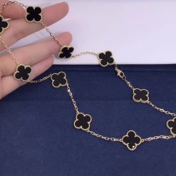 Van Cleef & Arpels Vintage Alhambra Necklace 10 Motifs Onyx VCARA42700