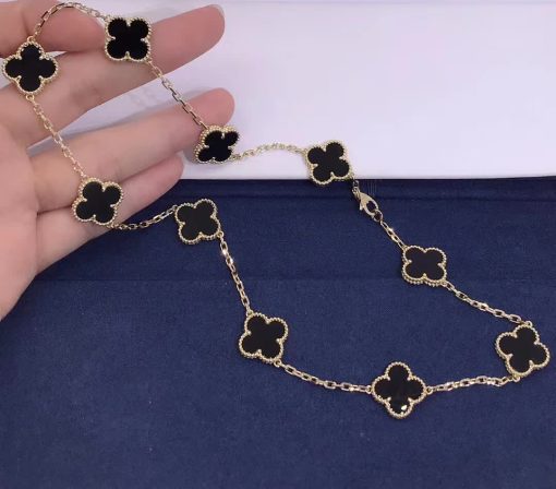 Van Cleef & Arpels Vintage Alhambra Necklace 10 Motifs Onyx VCARA42700