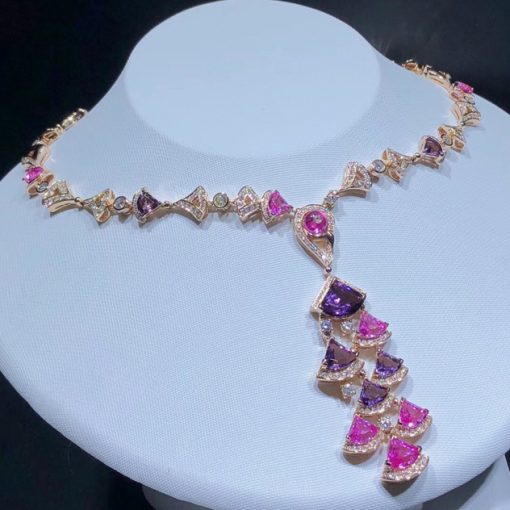 Bvlgari Divas Dream Necklace Amethyst Pink Tourmaline Diamond High Jewelry Necklace 354075