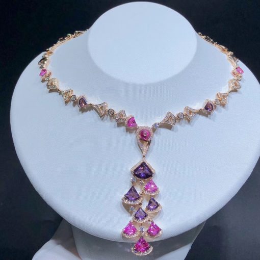 Bvlgari Divas Dream Necklace Amethyst Pink Tourmaline Diamond High Jewelry Necklace 354075