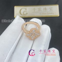 Van Cleef Arpels Vintage Alhambra Ring Rose Gold Diamond Vcarp2r400 (2)