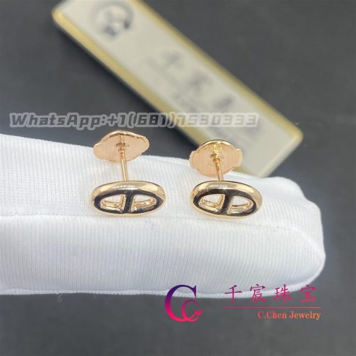 Hermes Chaine Dancre Earrings In Rose Gold Very Small Model H113503b (4)