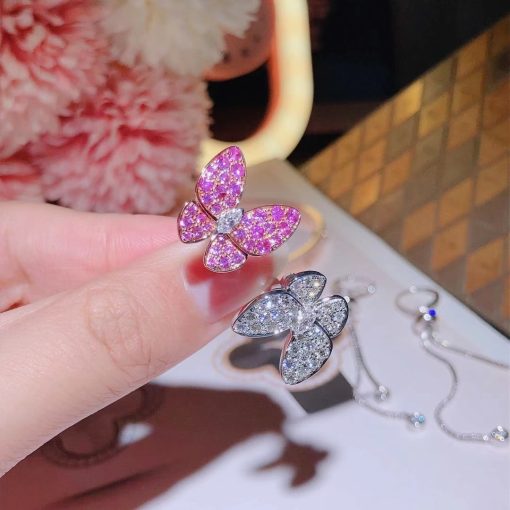 Van Cleef & Arpels Two Butterfly Between the Finger Ring pink sapphires VCARO3M500