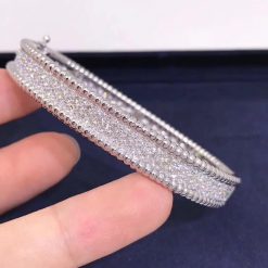 Van Cleef Arpels Perlée Diamonds Bracelet, 3 Rows Diamond White Gold VCARP5E700