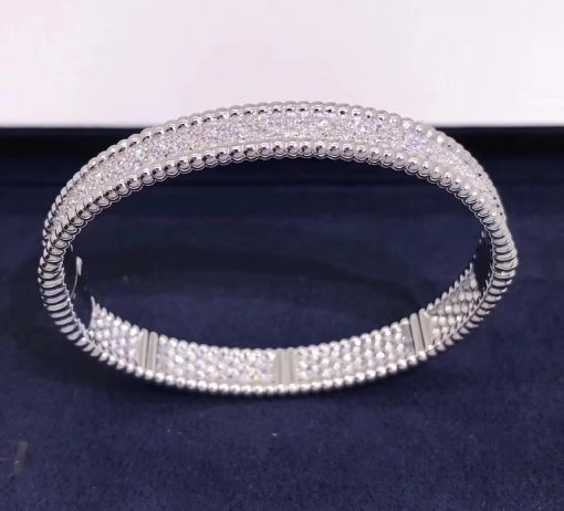 Van Cleef Arpels Perlée Diamonds Bracelet, 3 Rows Diamond White Gold VCARP5E700