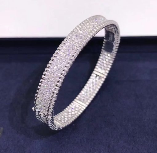 Van Cleef Arpels Perlée Diamonds Bracelet, 3 Rows Diamond White Gold VCARP5E700