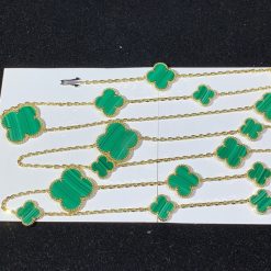 Van Cleef Arpels Magic Alhambra Long Necklace, 16 Motifs Yellow Gold Malachite VCARO2AF00