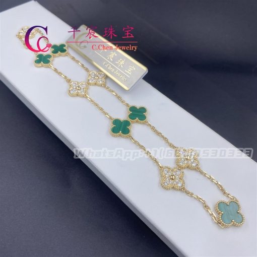 Van Cleef Arpels Vintage Alhambra Necklace 10 Motifs Malachite VCARO9J400