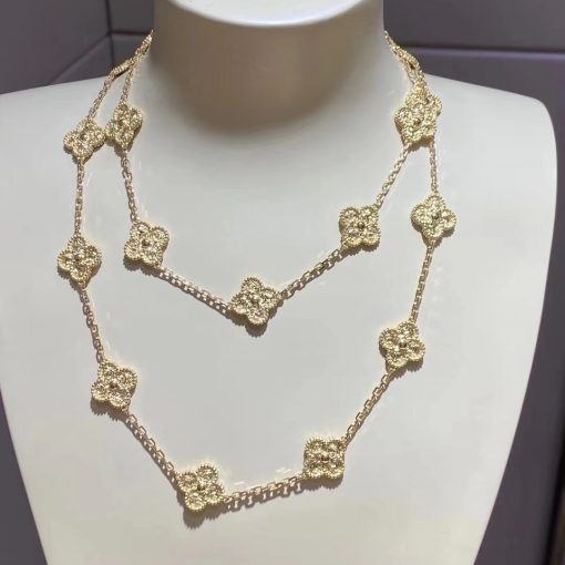 Van Cleef Arpels Vintage Alhambra Long Necklace, 20 Motifs Yellow Gold VCARO1IC00