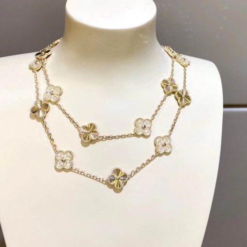 Van Cleef Arpels Vintage Alhambra Long Necklace, 20 Motifs Yellow Gold VCARP4KM00