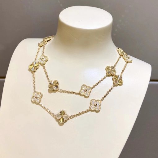 Van Cleef Arpels Vintage Alhambra Long Necklace, 20 Motifs Yellow Gold VCARP4KM00