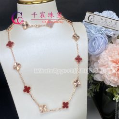 Van Cleef Arpels Vintage Alhambra Long Necklace 20 Motifs Rose gold, Carnelian VCARP7RO00