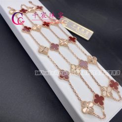 Van Cleef Arpels Vintage Alhambra Long Necklace 20 Motifs Rose gold, Carnelian VCARP7RO00