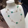 Van Cleef Arpels Vintage Alhambra Long Necklace, 20 Motifs Yellow gold, Diamond, Malachite VCARO7GP00