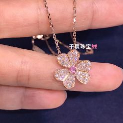 Van Cleef Arpels Frivole Pendant Small Model Rose Gold Diamond Sapphire VCARP6L400