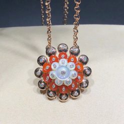 Van Cleef Arpels Bouton D'or Pendant with Detachable Brooch mother-of-pearl, carnelian, diamonds VCARO9J800