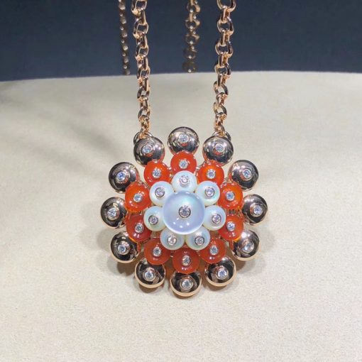 Van Cleef Arpels Bouton D'or Pendant with Detachable Brooch mother-of-pearl, carnelian, diamonds VCARO9J800