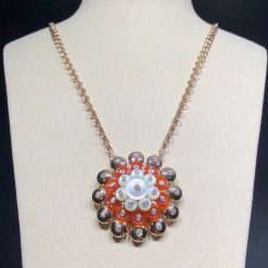 Van Cleef Arpels Bouton D'or Pendant with Detachable Brooch mother-of-pearl, carnelian, diamonds VCARO9J800