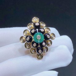 Van Cleef Arpels Bouton D'or Ring Yellow Gold, Chrysoprase Onyx VCARO9MW00