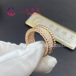 Van Cleef Arpels Perlée Diamonds Ring, 3 Rows Rose Gold Diamond VCARN9WE00