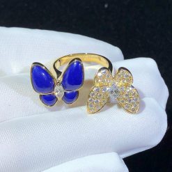 Van Cleef Arpels Two Butterfly Between the Finger Ring Diamond Lapis Lazuli VCARP3DN00