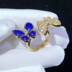 Van Cleef Arpels Two Butterfly Between the Finger Ring Diamond Lapis Lazuli VCARP3DN00