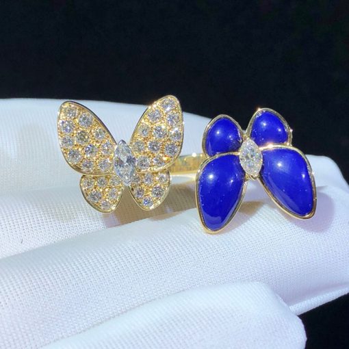 Van Cleef Arpels Two Butterfly Between the Finger Ring Diamond Lapis Lazuli VCARP3DN00