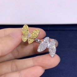 Van Cleef Arpels Two Butterfly Between the Finger ring Diamond Sapphire VCARA13600