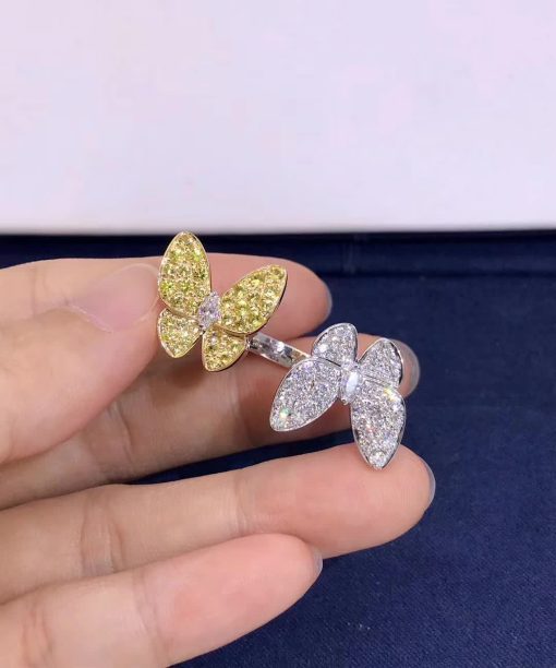 Van Cleef Arpels Two Butterfly Between the Finger ring Diamond Sapphire VCARA13600