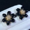 Van Cleef Arpels Rose De Noël Earrings, Small Model Onyx VCARO9B200