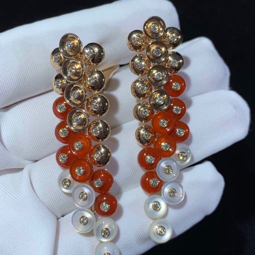 Van Cleef Arpels Bouton D'or Earrings Carnelian, Diamond, Mother-of-pearl VCARO77300