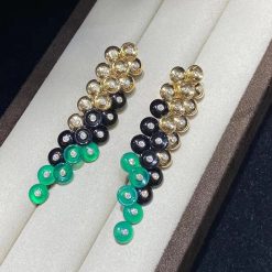 Van Cleef Arpels Bouton D'or Earrings Chrysoprase, Diamond, Onyx VCARO77200