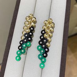 Van Cleef Arpels Bouton D'or Earrings Chrysoprase, Diamond, Onyx VCARO77200