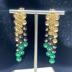 Van Cleef Arpels Bouton D'or Earrings Chrysoprase, Diamond, Onyx VCARO77200