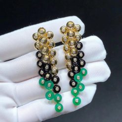 Van Cleef Arpels Bouton D'or Earrings Chrysoprase, Diamond, Onyx VCARO77200