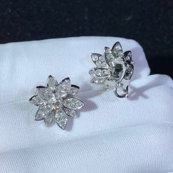 Van Cleef Arpels Lotus Earrings, Small Model Diamond VCARO96B00