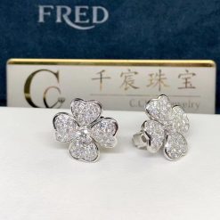 Van Cleef Arpels Cosmos Earrings Small Model White Gold, Diamond VCARO68N00