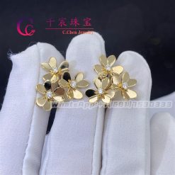 Van Cleef Arpels Frivole Earrings 3 Flowers Mini Model Yellow Gold VCARP2DV00