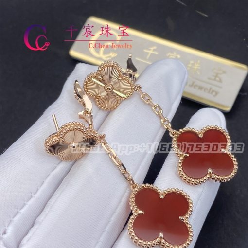 Van Cleef Arpels Magic Alhambra Earrings 2 Motifs Rose Gold Carnelian VCARP7RQ00