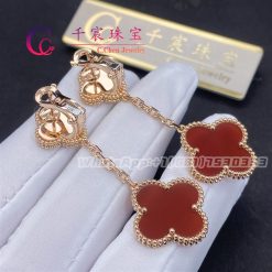 Van Cleef Arpels Magic Alhambra Earrings 2 Motifs Rose Gold Carnelian VCARP7RQ00