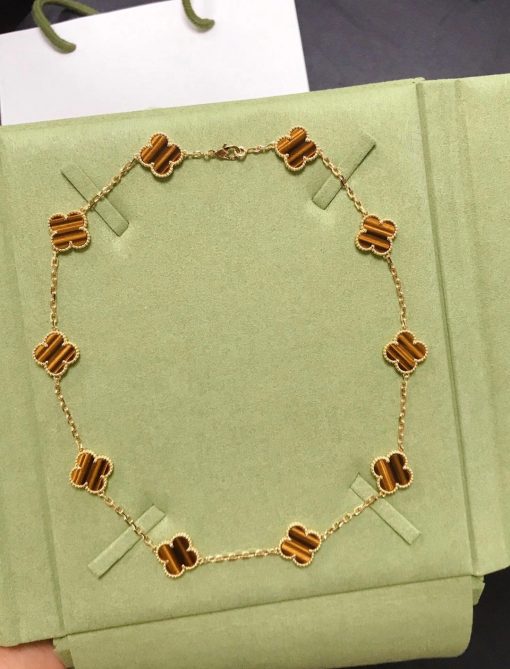 Van Cleef & Arpels Vintage Alhambra Necklace 10 Motifs Tiger Eye VCARD40700