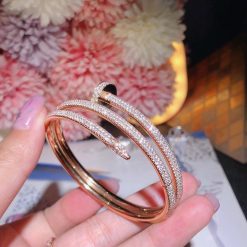 Cartier Juste Un Clou Bracelet Rose Gold Double Diamond Pave N6708617